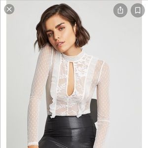 ISO Not Selling!BCBG lace cutout bodysuit